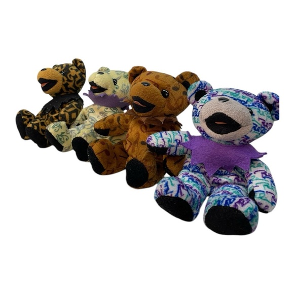 Grateful Dead Colorful Plush Bear Set lot of 4 collectible bears - Picture 2 of 13